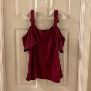 Dark pink off-the-shoulder blouse
